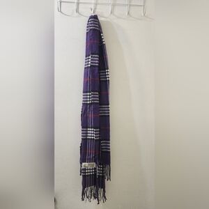 Avanti Purple Plaid‎ Scarf with Fringe, Cashemire.